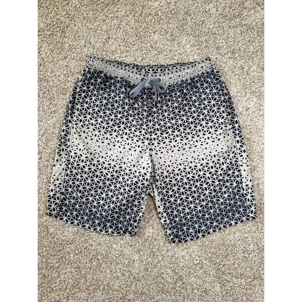 SAXX Cannonball 2N1 Swim‎ Shorts Mens Medium Navy Grey Geometric SXLS30 BallPark